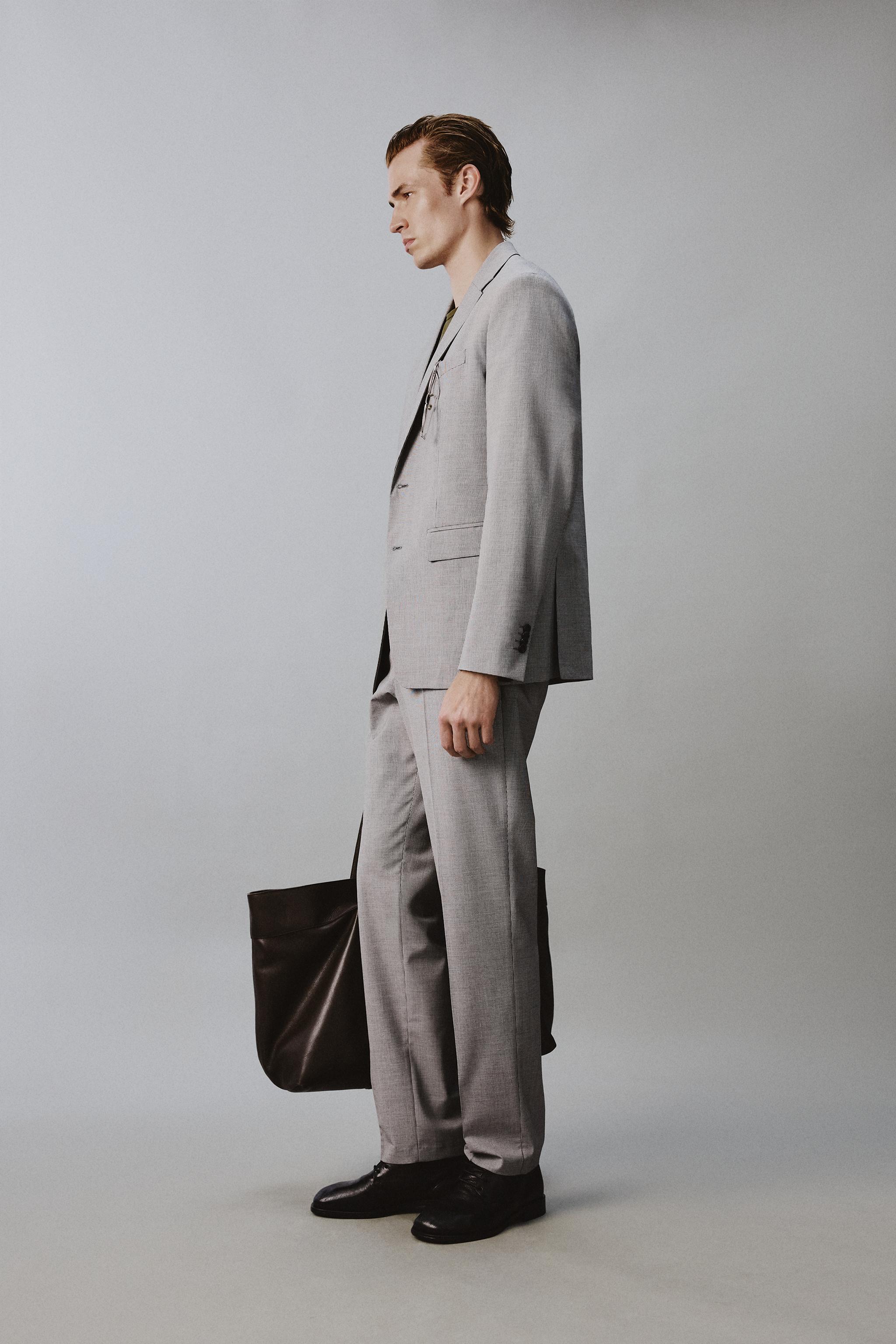 REGULAR FIT HOUNDSTOOTH SUIT JACKET